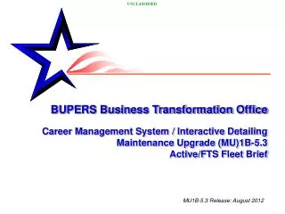 BUPERS Business Transformation Office Career Management System / Interactive Detailing Maintenance Upgrade (MU)1B-5.3 A