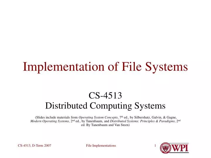 implementation of file systems