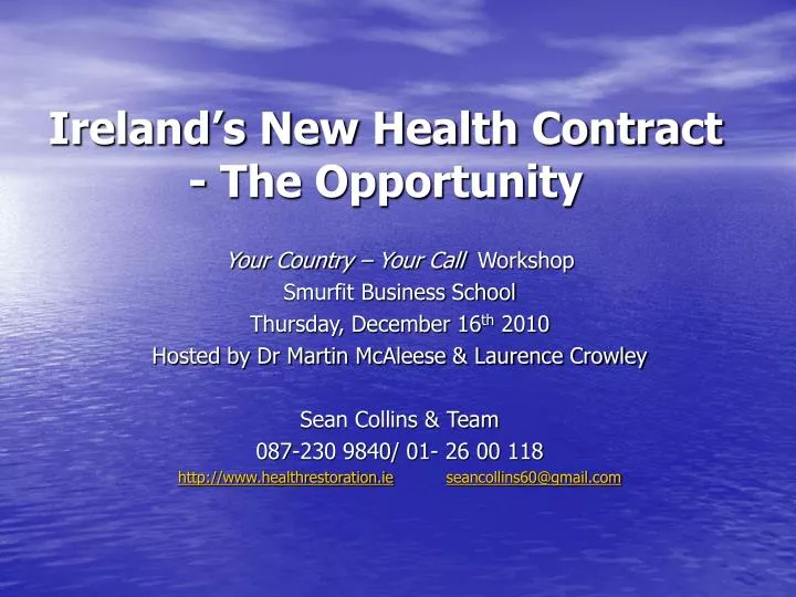 ireland s new health contract the opportunity