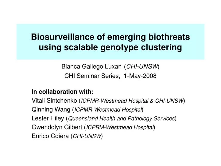 biosurveillance of emerging biothreats using scalable genotype clustering