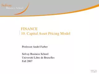 FINANCE 10. Capital Asset Pricing Model
