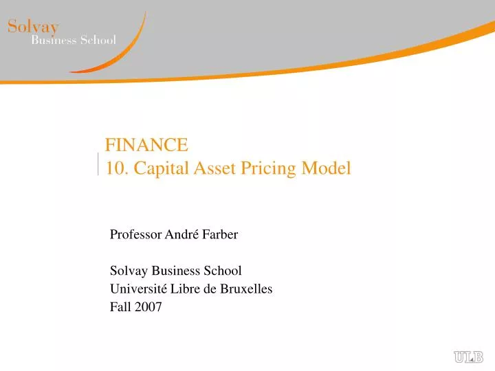 finance 10 capital asset pricing model