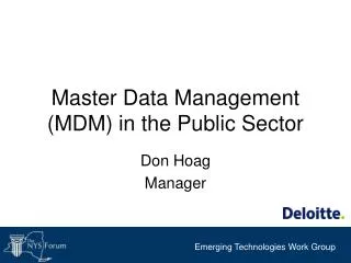 Master Data Management (MDM) in the Public Sector