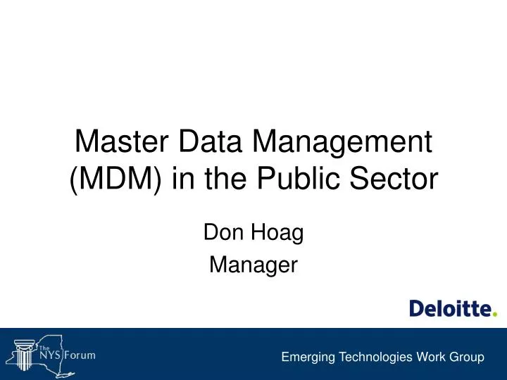 master data management mdm in the public sector