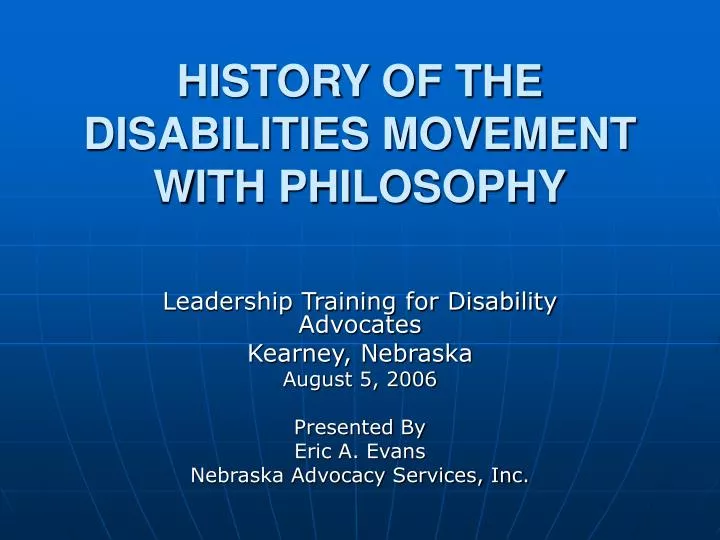 history of the disabilities movement with philosophy