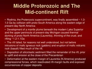 Middle Proterozoic and The Mid-continent Rift
