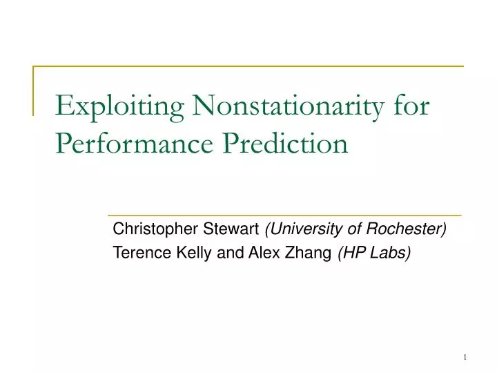 exploiting nonstationarity for performance prediction