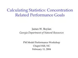 Calculating Statistics: Concentration Related Performance Goals