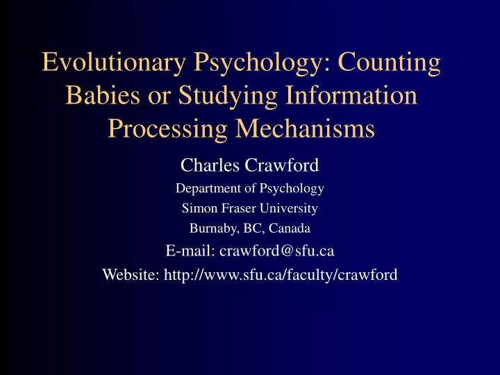 evolutionary psychology counting babies or studying information processing mechanisms