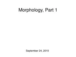 Morphology, Part 1