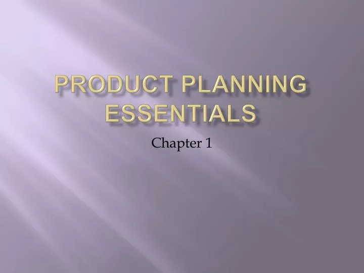 product planning essentials
