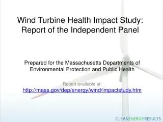 Wind Turbine Health Impact Study: Report of the Independent Panel