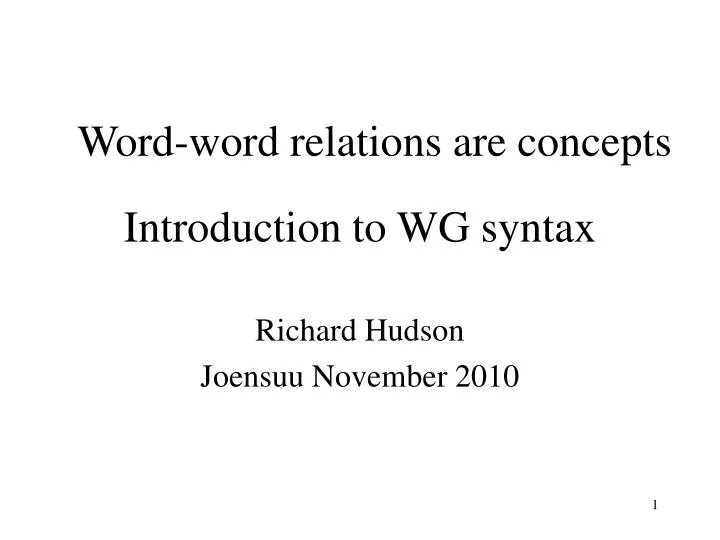 introduction to wg syntax