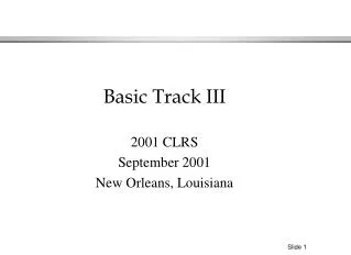 2001 CLRS September 2001 New Orleans, Louisiana