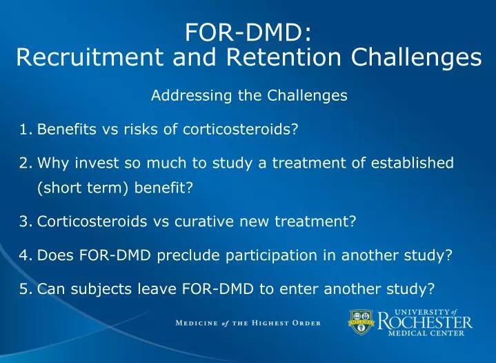 for dmd recruitment and retention challenges