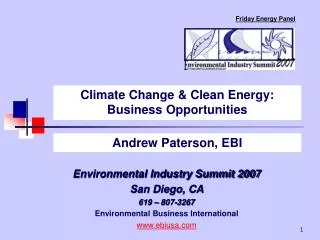 Climate Change &amp; Clean Energy: Business Opportunities