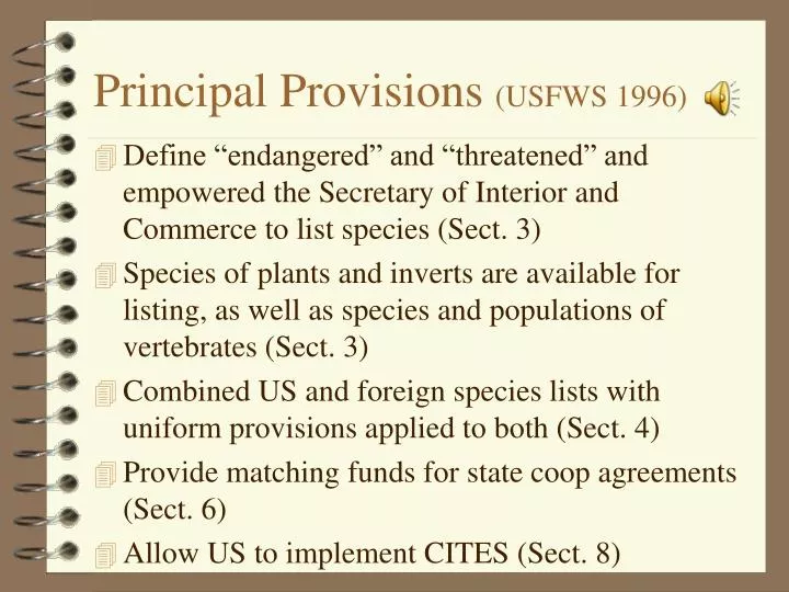 principal provisions usfws 1996