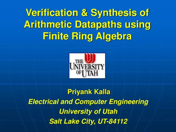 verification synthesis of arithmetic datapaths using finite ring algebra