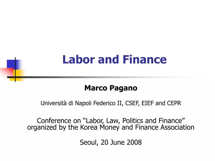 labor and finance