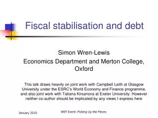 Fiscal stabilisation and debt
