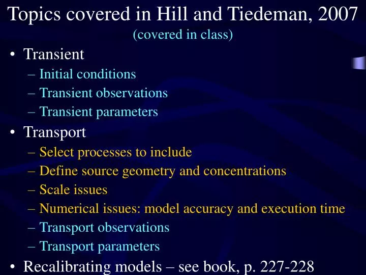 topics covered in hill and tiedeman 2007 covered in class