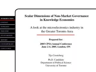 Scalar Dimensions of Non-Market Governance in Knowledge Economies A look at the microelectronics industry in the Great