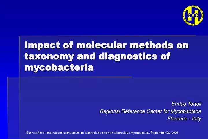 impact of molecular methods on taxonomy and diagnostics of mycobacteria