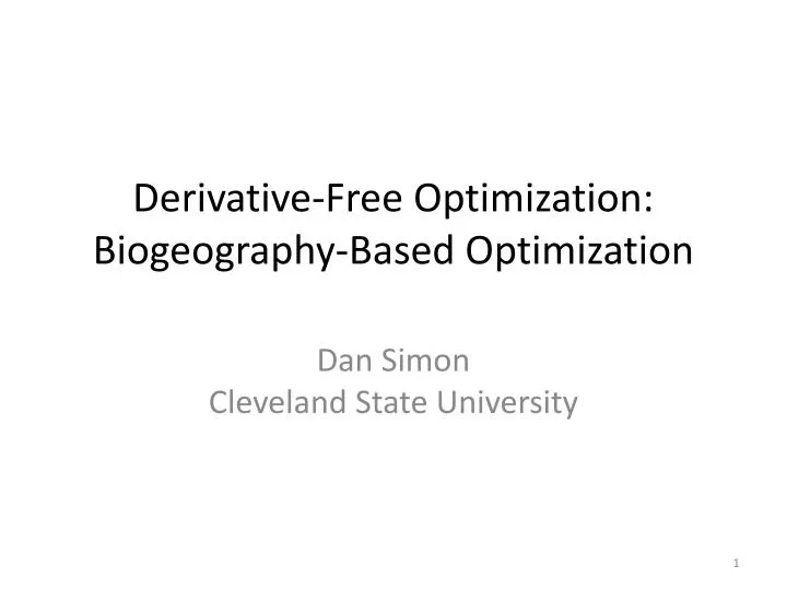 derivative free optimization biogeography based optimization
