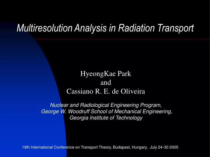 multiresolution analysis in radiation transport