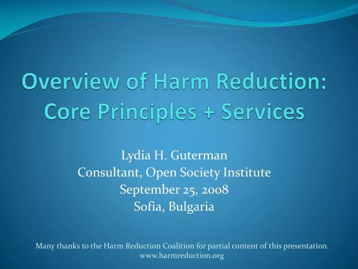 overview of harm reduction core principles services