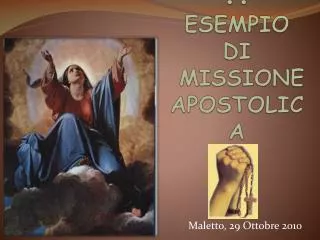 MARIA... ESEMPIO DI MISSIONE APOSTOLICA
