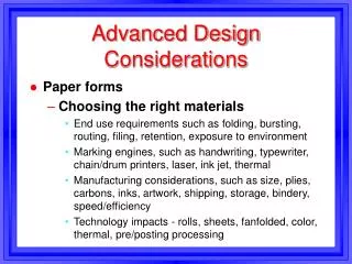 Advanced Design Considerations
