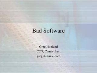 Bad Software