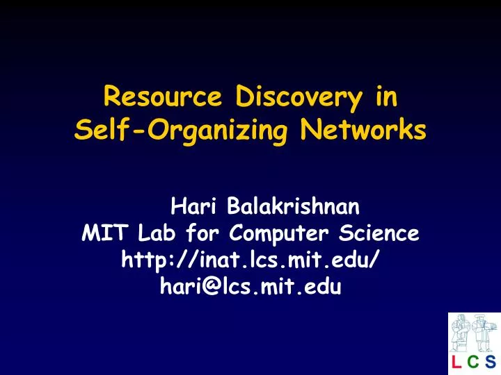 resource discovery in self organizing networks