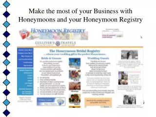 Make the most of your Business with Honeymoons and your Honeymoon Registry