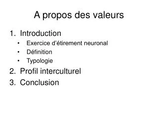 a propos des valeurs