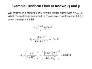 Example: Uniform Flow at Known Q and y