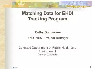 Matching Data for EHDI Tracking Program