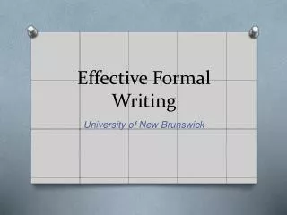 Effective Formal Writing