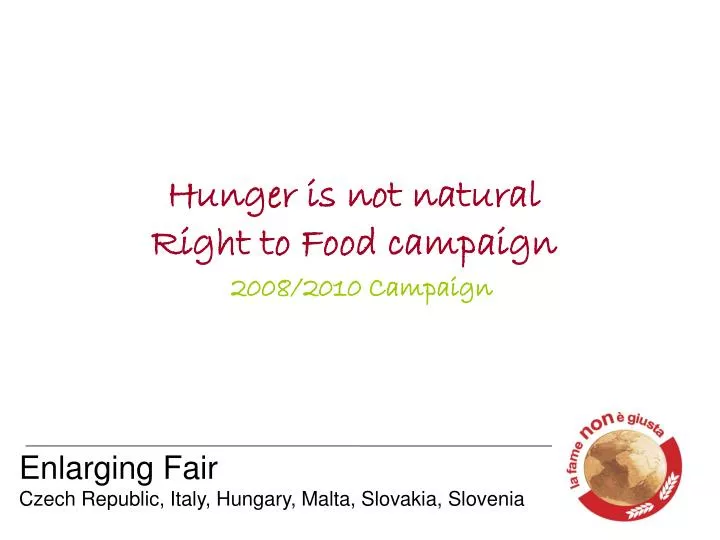 hunger is not natural right to food campaign 2008 2010 campaign