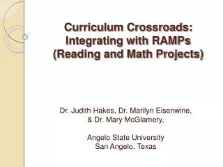Curriculum Crossroads: Integrating with RAMPs (Reading and Math Projects)