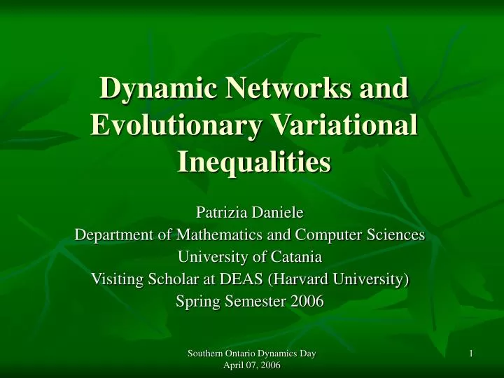 dynamic networks and evolutionary variational inequalities