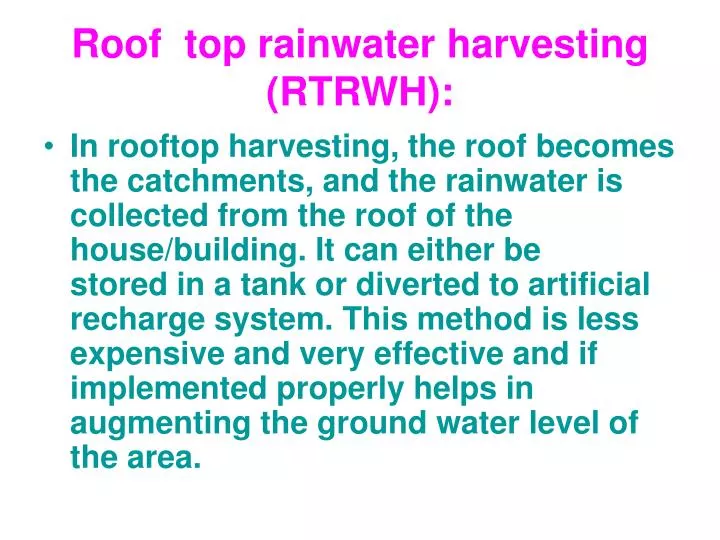 roof top rainwater harvesting rtrwh