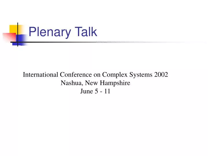 plenary talk