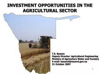 INVESTMENT OPPORTUNITIES IN THE AGRICULTURAL SECTOR