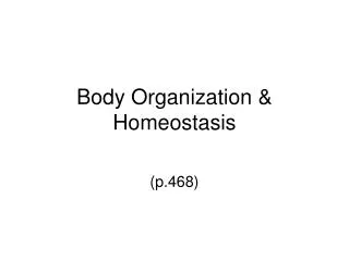Body Organization &amp; Homeostasis