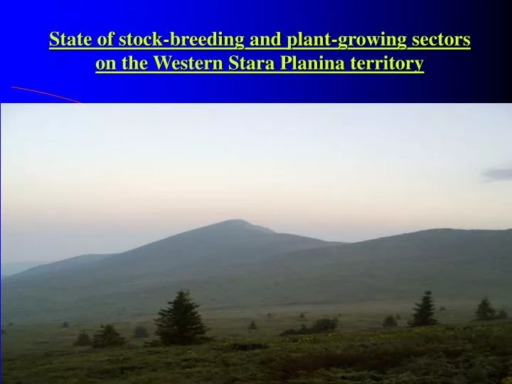 state of stock breeding and plant growing sectors on the western stara planina territory