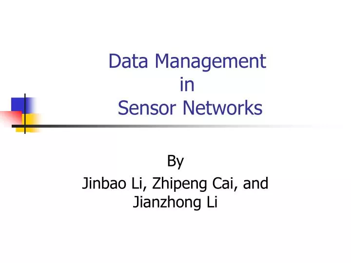 data management in sensor networks