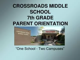 CROSSROADS MIDDLE SCHOOL 7th GRADE PARENT ORIENTATION