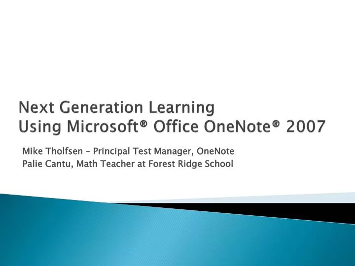 next generation learning using microsoft office onenote 2007